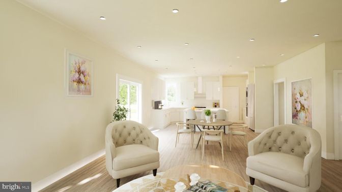 Dining room, Interior, Kitchen, Recessed Lighting, Wood Texture Flooring