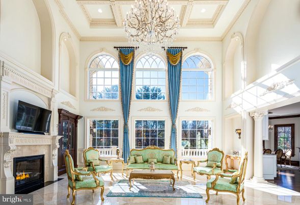 Chandelier, Fireplace, Interior, Living room, Recessed Lighting
