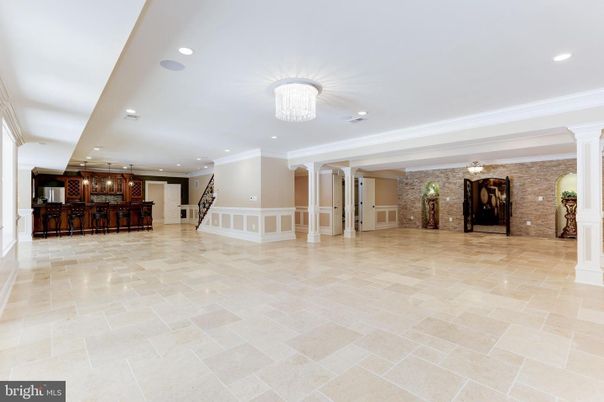 Chandelier, Interior, Recessed Lighting, Stone Walls