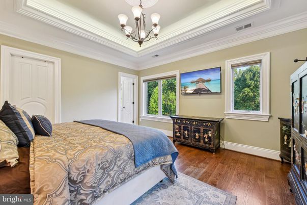 Bedroom, Chandelier, Interior, Wood Texture Flooring