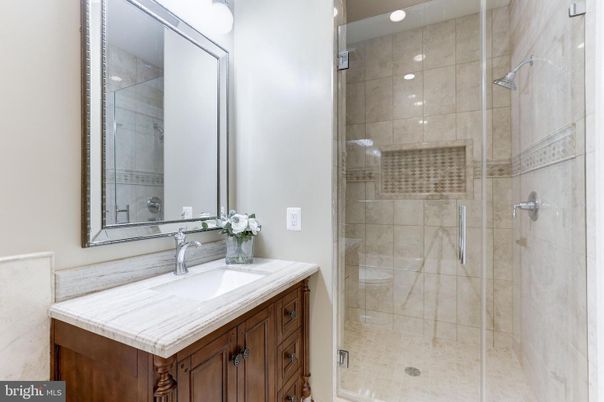 Bathroom, Glass Shower, Interior, Tile Countertops