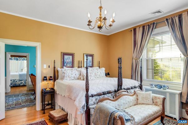 Bedroom, Chandelier, Interior, Wood Texture Flooring