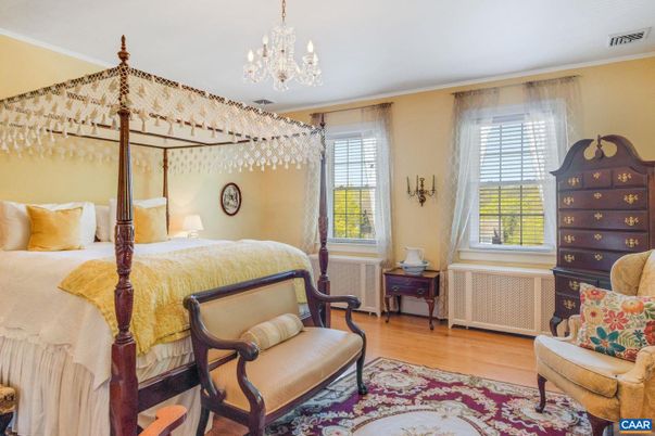 Bedroom, Chandelier, Interior, Wood Texture Flooring