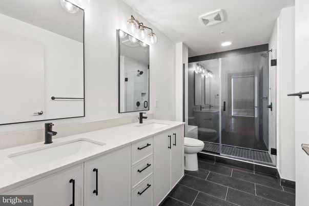 Bathroom, Dual Sink Vanities, Glass Shower, Interior, Recessed Lighting
