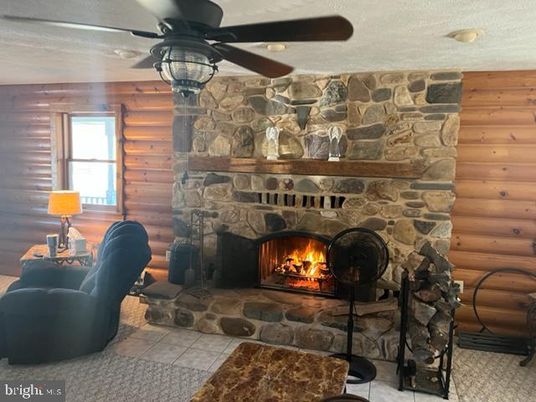 Fireplace, Interior, Living room, Stone Walls, Wooden Walls