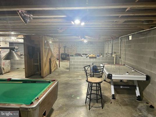 Billiard Table, Game Room, Interior, Stone Walls