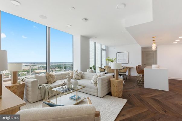 Dining room, Interior, Living room, Pendant Lights, Recessed Lighting, Wood Texture Flooring