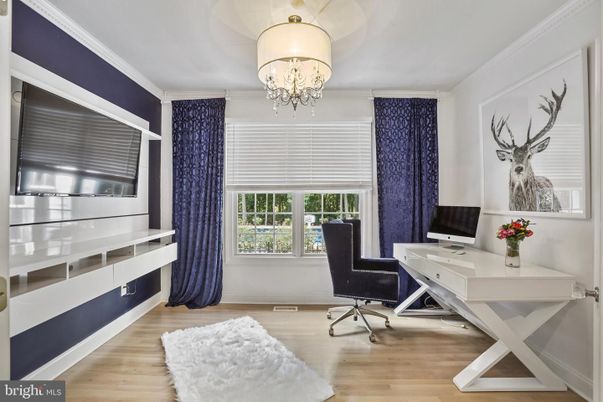 Chandelier, Home Office, Interior, Wood Texture Flooring