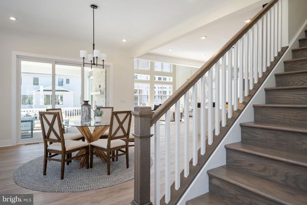 Dining room, Interior, Pendant Lights, Recessed Lighting, Wood Texture Flooring