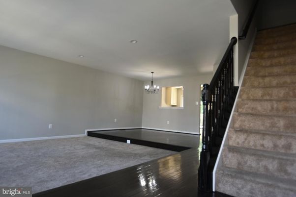 Chandelier, Empty room, Interior, Recessed Lighting, Wood Texture Flooring