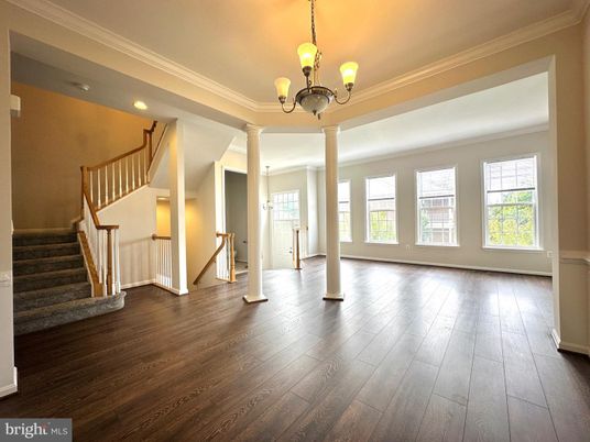 Chandelier, Interior, Recessed Lighting, Wood Texture Flooring
