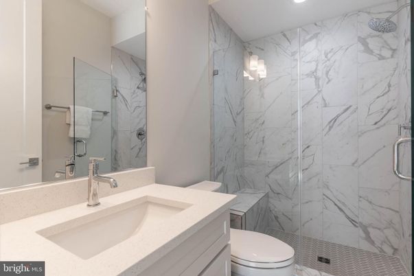Bathroom, Glass Shower, Interior, Marble Walls, Recessed Lighting