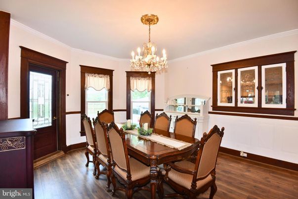 Chandelier, Dining room, Interior, Wood Texture Flooring