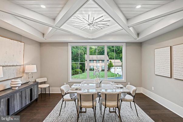 Dining room, Interior, Recessed Lighting, Wood Texture Flooring
