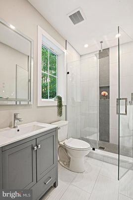 Bathroom, Glass Shower, Interior, Recessed Lighting