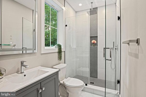 Bathroom, Glass Shower, Interior, Recessed Lighting