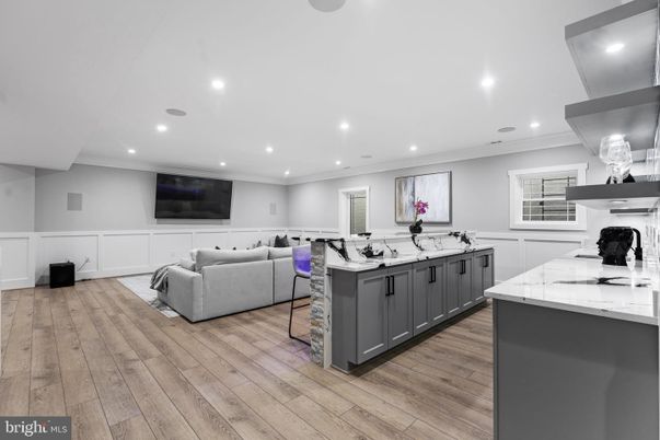 Interior, Kitchen, Living room, Recessed Lighting, Wood Texture Flooring