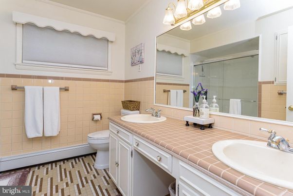 Bathroom, Dual Sink Vanities, Glass Shower, Interior, Tile Countertops