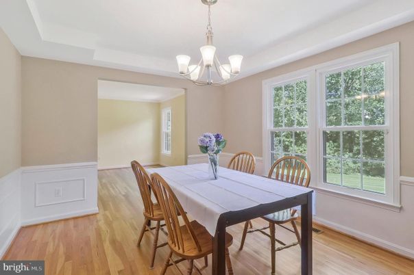Chandelier, Dining room, Interior, Wood Texture Flooring