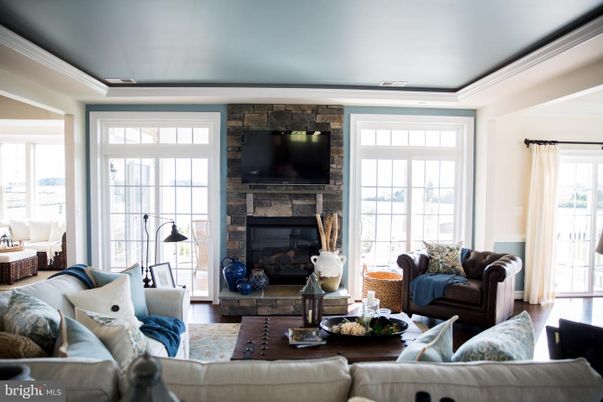 Fireplace, Interior, Living room, Stone Walls, Wood Texture Flooring