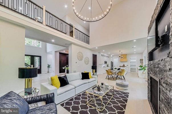 Dining room, Fireplace, Interior, Kitchen, Living room, Pendant Lights, Recessed Lighting