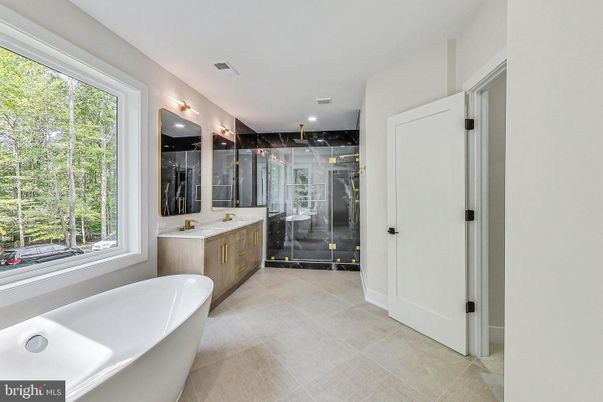 Bathroom, Dual Sink Vanities, Free Standing Baths, Glass Shower, Interior