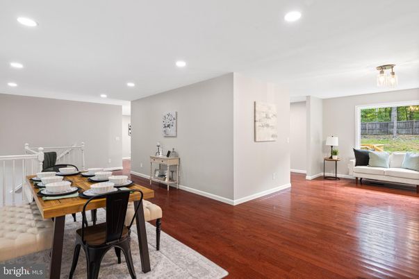 Dining room, Interior, Recessed Lighting, Wood Texture Flooring