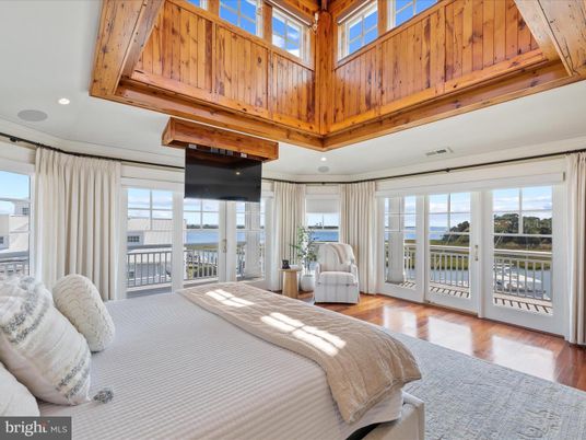 Bedroom, Interior, Recessed Lighting, Wooden Beams, Wood Texture Flooring
