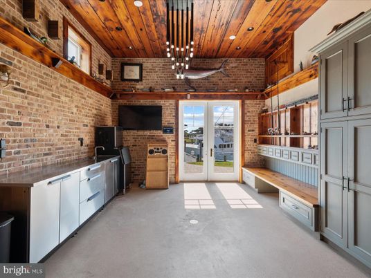 Interior, Recessed Lighting, Stone Walls, Wooden Ceilings
