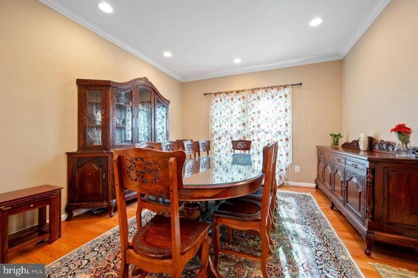 Dining room, Interior, Recessed Lighting, Wood Texture Flooring