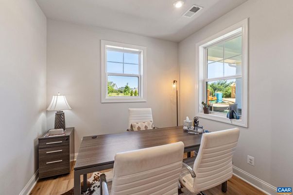 Home Office, Interior, Recessed Lighting, Wood Texture Flooring