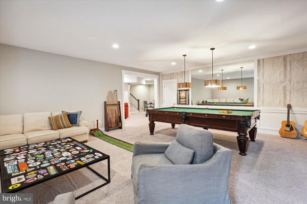 Billiard Table, Game Room, Interior, Living room, Pendant Lights, Recessed Lighting