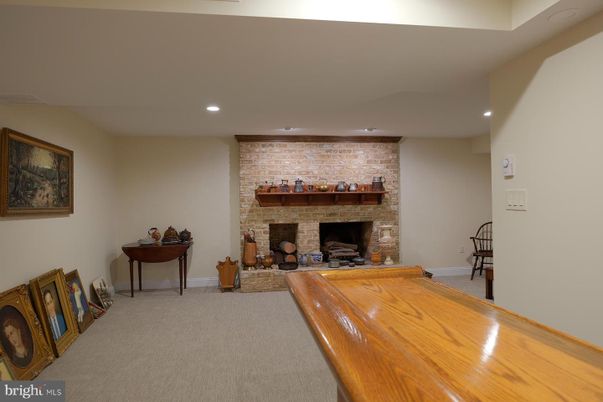 Fireplace, Interior, Recessed Lighting, Stone Walls