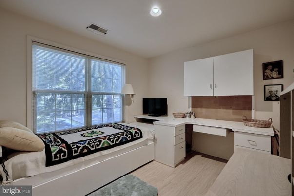Bedroom, Home Office, Interior, Recessed Lighting, Wood Texture Flooring