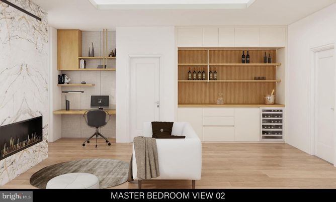 Fireplace, Home Office, Interior, Wood Texture Flooring