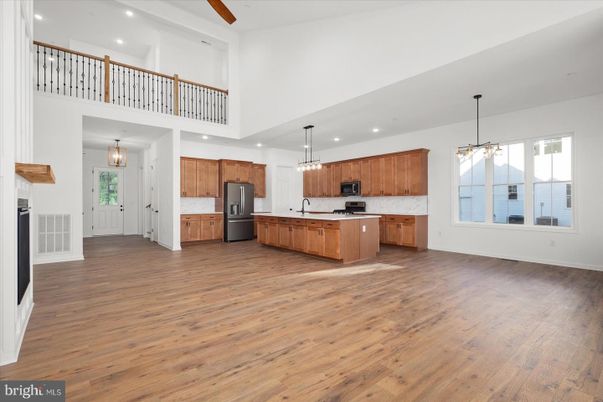 Chandelier, Interior, Kitchen, Pendant Lights, Recessed Lighting, Wood Texture Flooring