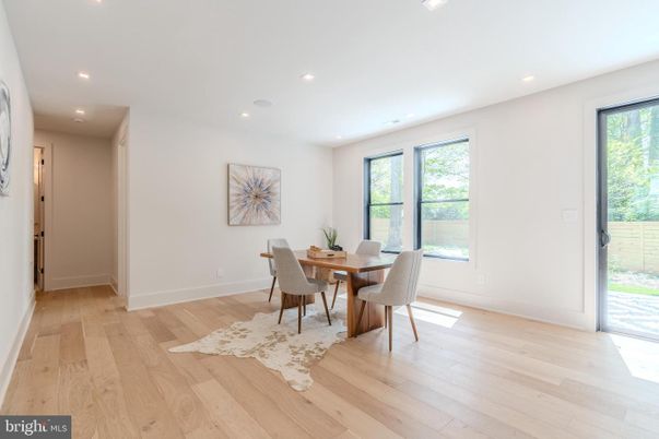 Dining room, Interior, Recessed Lighting, Wood Texture Flooring