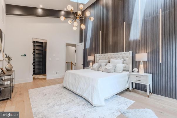 Bedroom, Interior, Pendant Lights, Recessed Lighting, Wood Texture Flooring