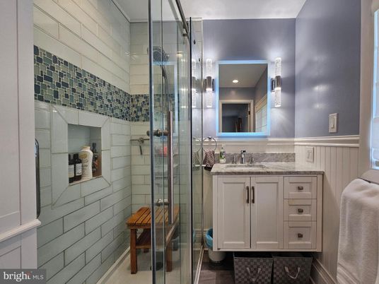 Bathroom, Glass Shower, Interior, Recessed Lighting