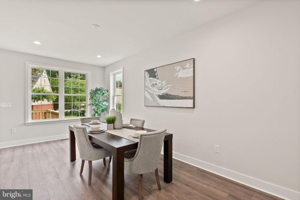 Dining room, Interior, Recessed Lighting, Wood Texture Flooring
