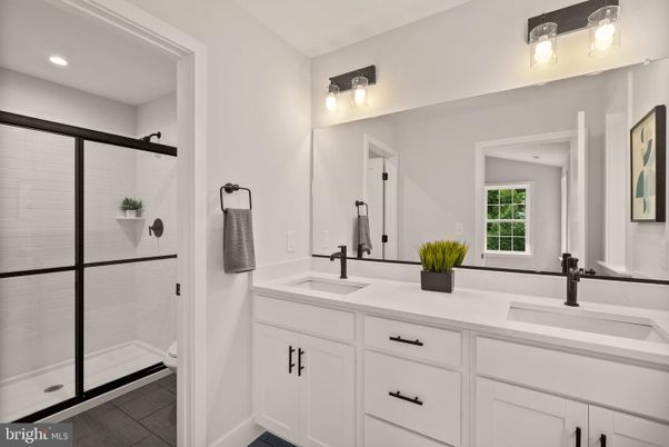 Bathroom, Dual Sink Vanities, Glass Shower, Interior, Recessed Lighting