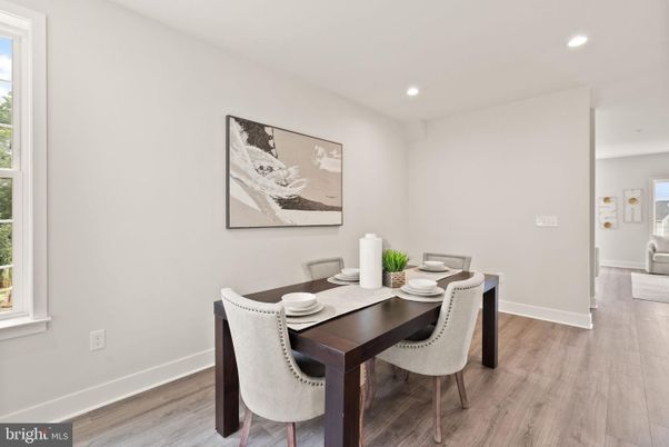 Dining room, Interior, Recessed Lighting, Wood Texture Flooring