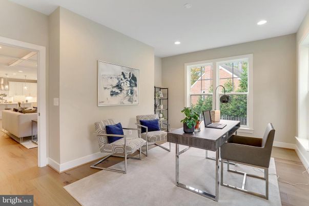 Home Office, Interior, Living room, Pendant Lights, Recessed Lighting, Wood Texture Flooring