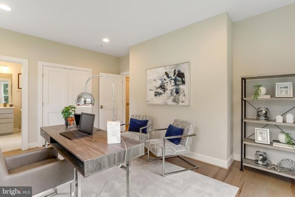 Home Office, Interior, Recessed Lighting, Wood Texture Flooring