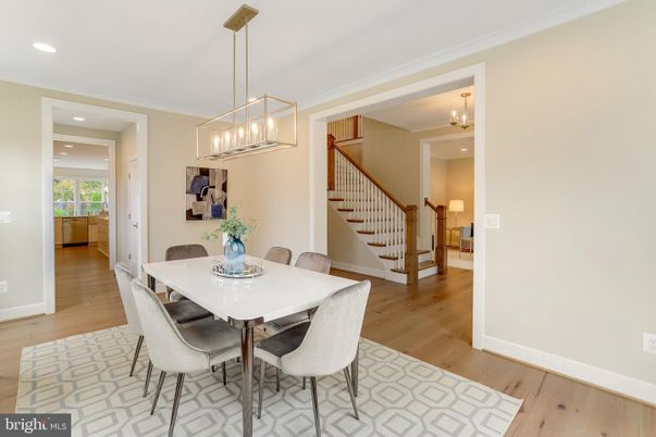Chandelier, Dining room, Interior, Pendant Lights, Recessed Lighting, Wood Texture Flooring
