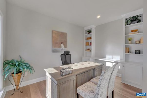 Home Office, Interior, Recessed Lighting, Wood Texture Flooring