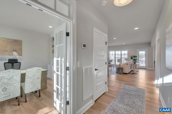 Dining room, Interior, Living room, Recessed Lighting, Wood Texture Flooring