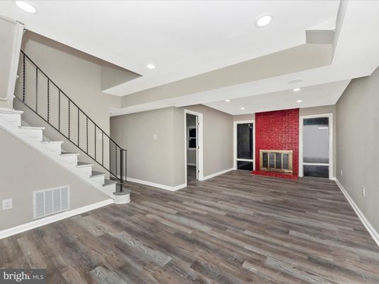 Fireplace, Interior, Recessed Lighting, Wood Texture Flooring
