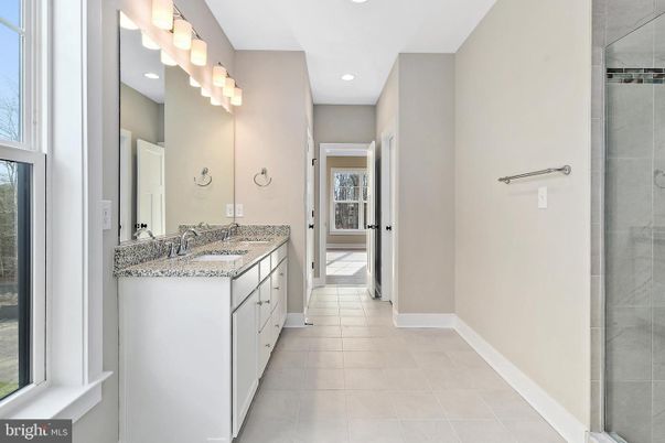 Bathroom, Dual Sink Vanities, Glass Shower, Interior, Recessed Lighting