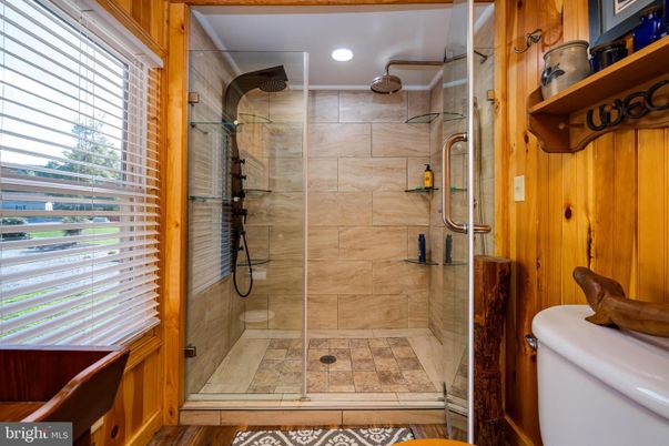 Bathroom, Glass Shower, Interior, Recessed Lighting